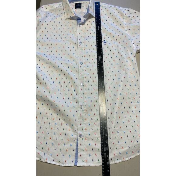 Tailorbyrd Shirt Mens XXL White Flamingo AOP Button Up Flip Cuff Office Party - Picture 11 of 13
